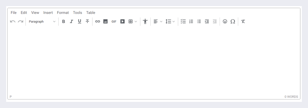 Full rich text editor window.