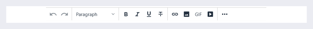Rich text editor's compact toolbar for socials and feedback.