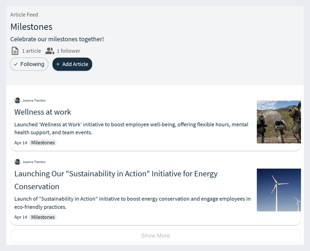 An articles feed.