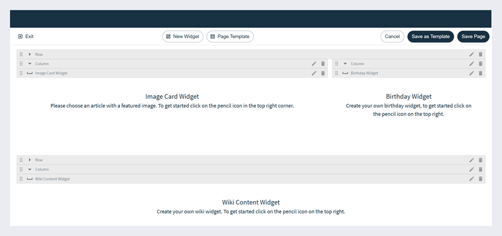 The page builder in Igloo Flex.