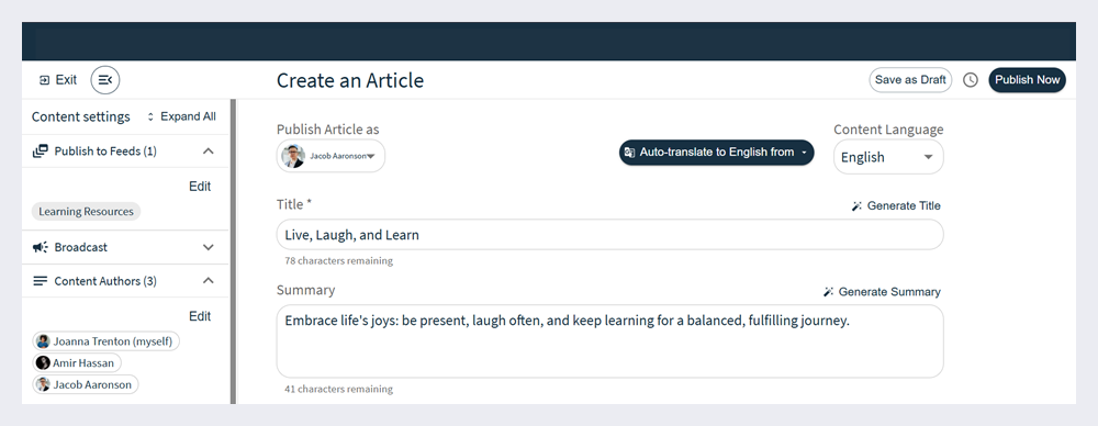 Create article page using ghost publishing.