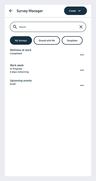 The Survey Manager in the Igloo Flex Mobile app.