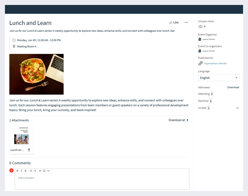 A Lunch and Learn event.