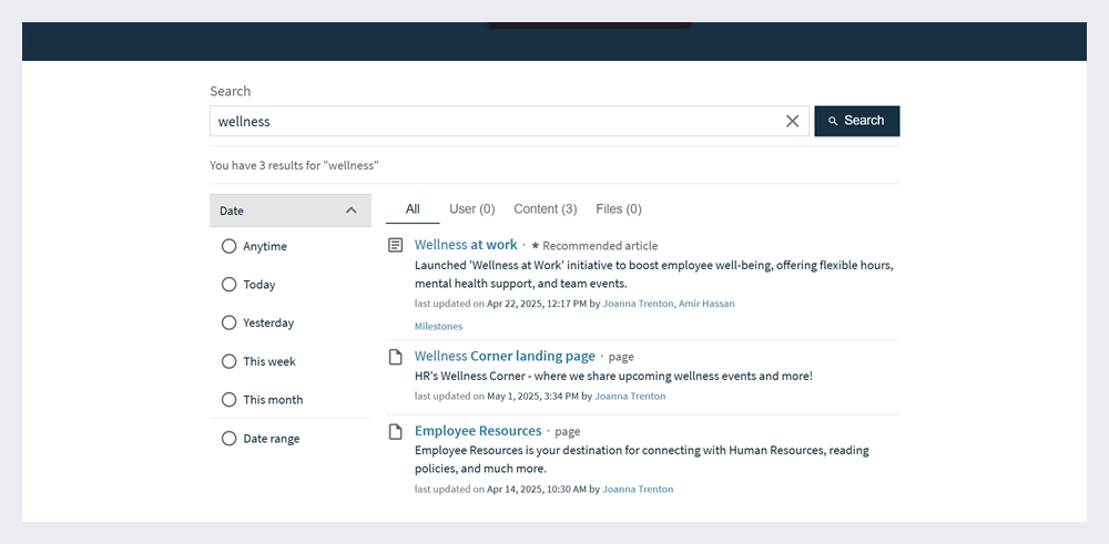 The standard Search Results page.