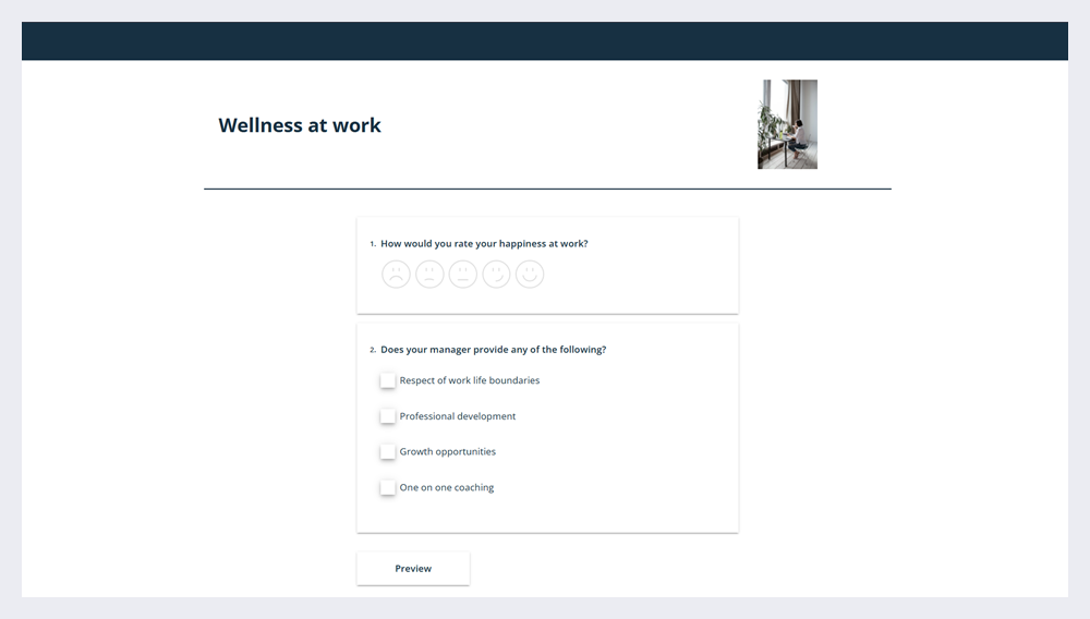 A wellness at work survey in Igloo Flex.