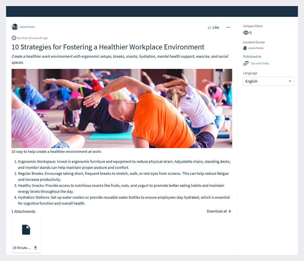 File attachment on an article.