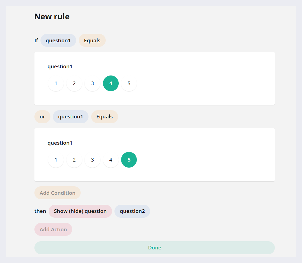 Logic tab's logic rule with inputs.