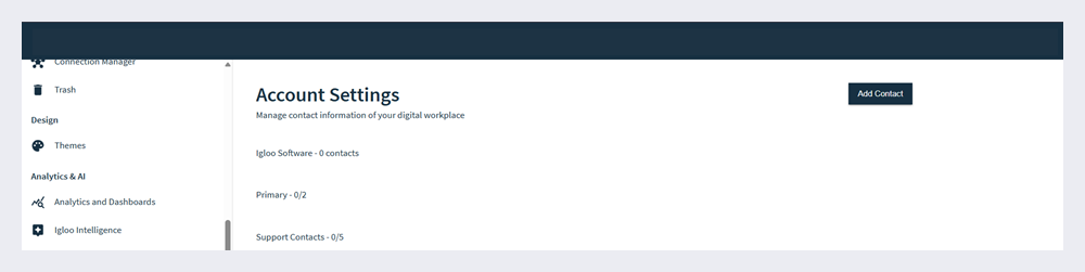 Account Settings page in Admin Settings.